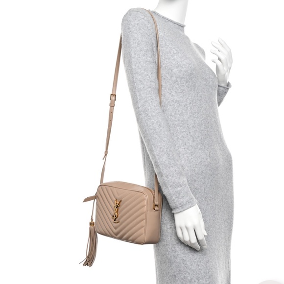 SAINT LAURENT Calfskin Matelasse Monogram Lou Camera Bag Dark Beige - Picture 4 of 15